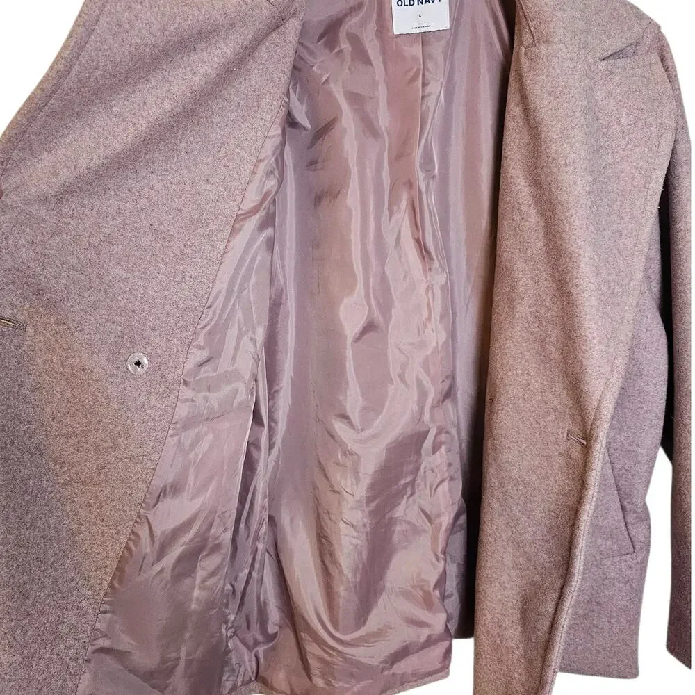 Old Navy Pink Heather Oversized Double-Breasted Classic Casual Pea Coat